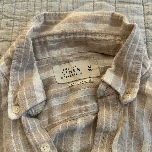 Abercrombie Tan Striped Linen Shirt - Picture 3 of 3